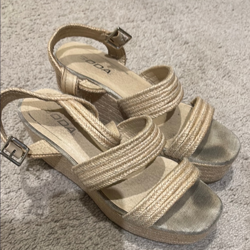 Women's Beige Wedge Sandals